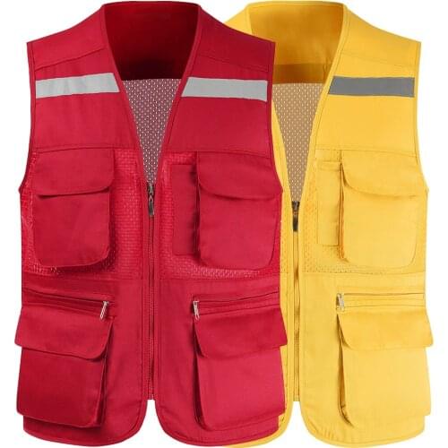 Waistcoat Vest Jacket Men Multi-Pocket Classic Male Sleeveless Coat Outdoor Photographer Fishing Jackets 4XL Vest Reflective
