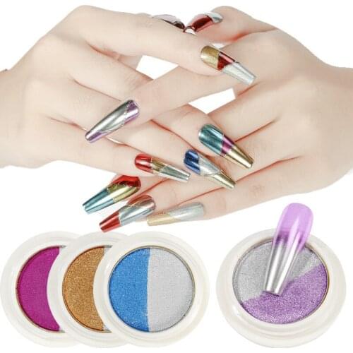 1 PC Two-color Nail Powder Solid Magic Mirror Powder Make Up DIY Mirror Nail Powder Gold Powder Silver Mirror Aurora Powder