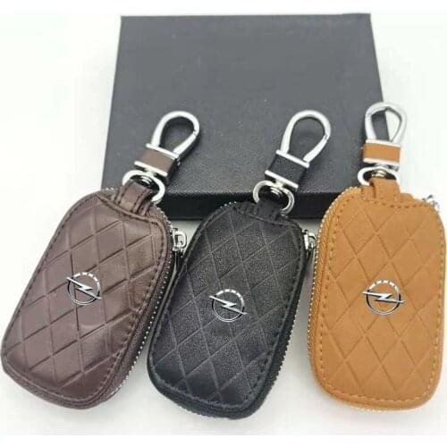 1 Pcs New Fashion Genuine Leather Key Case Key Cover Holder Chian For Opel Car Styling Free Shipping Black/Brown/Coffee