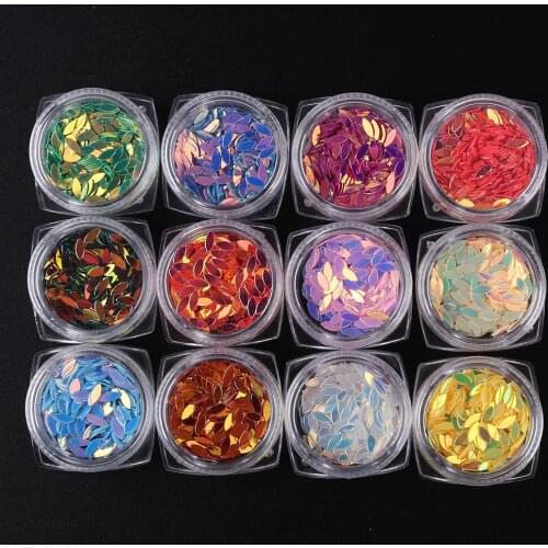 12 Grids Hollow Circle Sequins Irregular Round Nail Art Glitter Flakes 3D DIY Colorful Slice Nail Art Decorations
