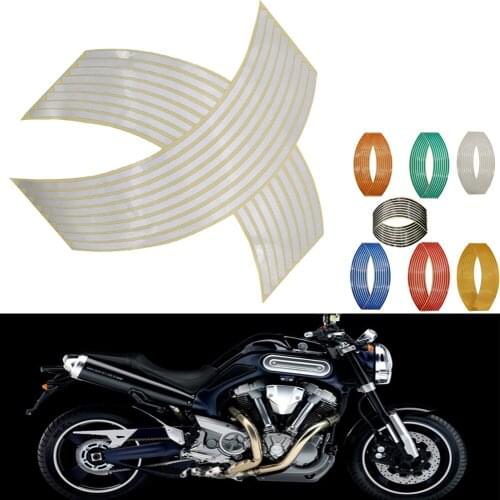 16Pcs Motorcycle Car Wheel Tire Stickers Reflective Rim Tape Moto Auto Decals For Honda Hornet CB599 CB600 250 CR80R CR85R