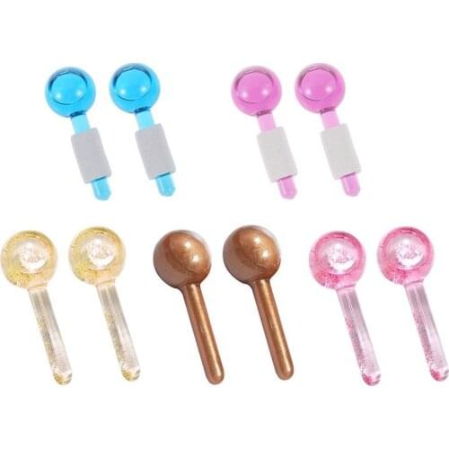2pcs Massage Globes Ice Ball Energy Crystal Glass Ball Face Remover Cooling Beauty Ice Globes Massage roller