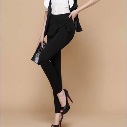 2021 New Spring Slim Trousers Pants Womens High Waist Elastic Pants Plus Size Female Slim Harem Pants Korean Woman Trousers 6XL