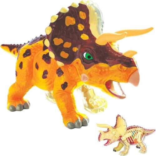 4D Master Dinosaur anatomical assembly model Q version of t.triceratops and great white shark simulation animal educational toys