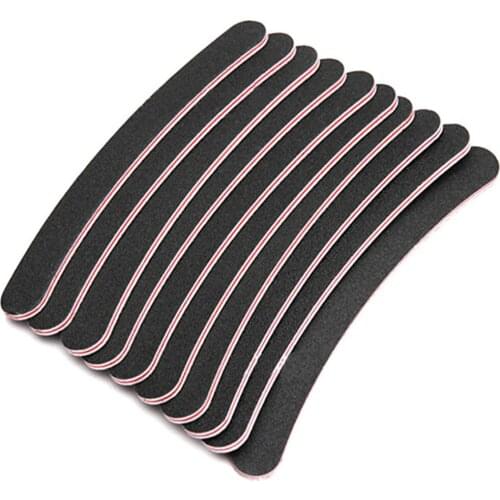 500pcs Curve Nail Files Sanding 100/180 Nail File Buffer Round Double side Black color Manicure Buffing Polish Beauty Tool