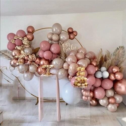 94Pcs Dust Pink Party Balloons Set Arch Kit Rose Gold Metal Balon Garland Wedding Baloon Birthday Decoration Kids Baby Shower
