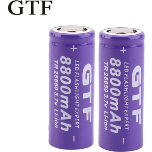 GTF 26650 Battery 3.7V 8800mAh Li-ion Rechargeable Battery For Flashlight Torch Li-ion Battery accumulator battery drop shipping