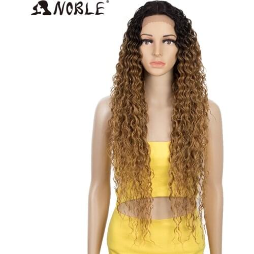 Noble Hair Synthetic Lace Front Wig Long Wavy Hair 30 Inch Blonde Wigs For Black Women Ombre Hair Synthetic Lace Front Wig
