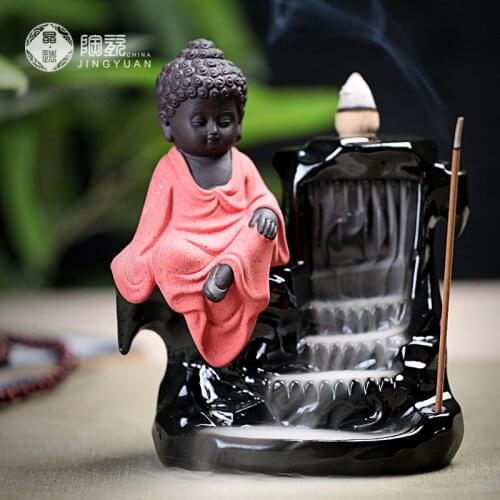 Buddhism Ceramic backflow Incense Burners Porcelain Censer Incense waterfall Holder Decoration Yoga Sakyamuni Buddha Supplies