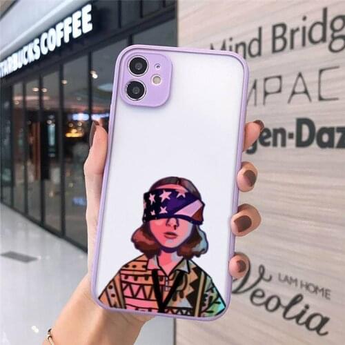TV Stranger Things Friends Do Not Lie Phone Case Purple Transparent Matte For IPhone 7 8 11 12 S Mini Pro X XS Plus Cover Shell