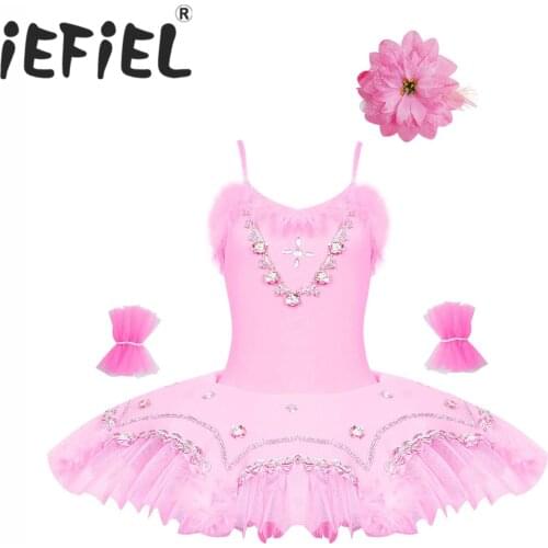 Kids Girls Ballet Costume Ballerina Ballet Tulle Tutu Dress Child Kid Girl Princess Pancake Tutu Dance Professional Ballet Dress