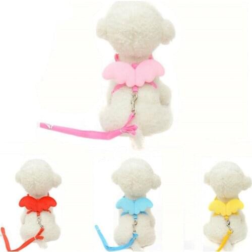 Wing Dog Harness and Leash Dog Collars Leads Perfect Pet Products Solid Harnas Hond 6 Colors Hundeleine Chihuahua Pet Supplies