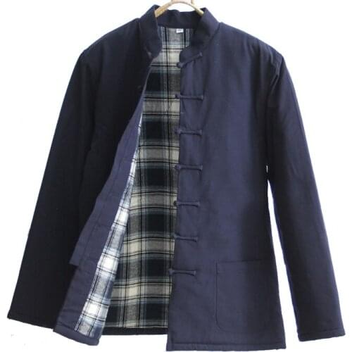 Winter Thick Jacket 100% Cotton Mens Wadded Jacket Traditional Chinese Clothes Tang Suit Coat Kung Fu vestido chines