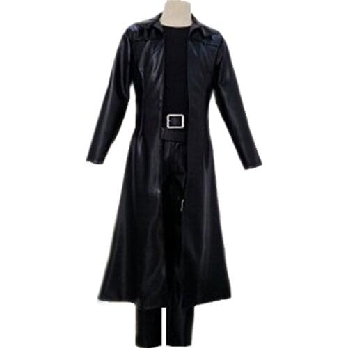 Matrix Neo Cosplay Costume Black Trench coat Full Set made PU