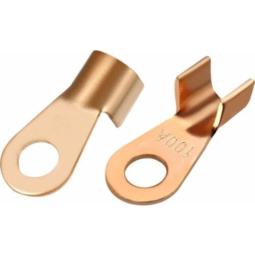 10Pcs 100A Copper Battery Cable Connector Terminal Crimping 10-25mm2 Wire OT-100A