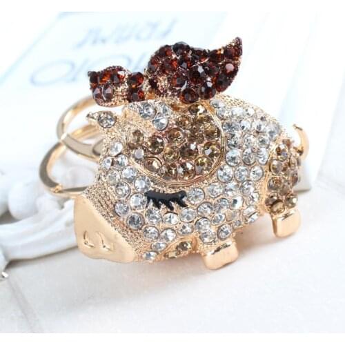 Fly Black Wing Butterfly Pig Fashion Cute Pendant Crystal Purse Bag Car Key Ring Chain Jewelry Accessories Gift Bling Outfit