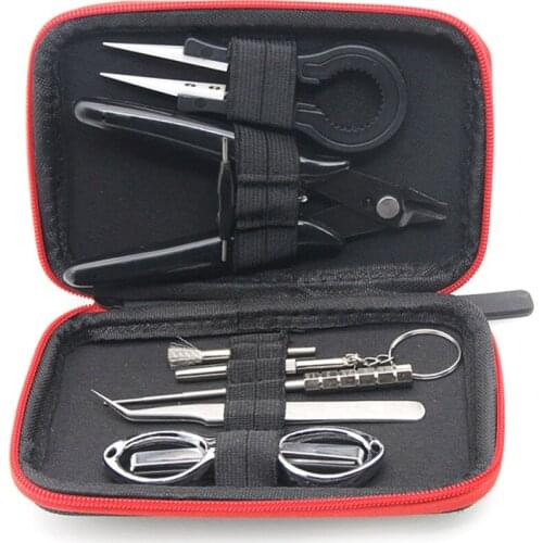 Electronic 9 in 1 Cigarette Tool Kit Coil jig Tweezers Pliers for RDA RDTA RTA E Cig Accessories Bag Coiling Kit