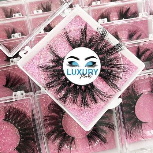False Eyelashes 3D 5D Mink Lashes Wholesale 10/20/30/40 Pairs Fake 25mm Mink Eyelashes Fluffy Magnetic Eyelashes Box Package