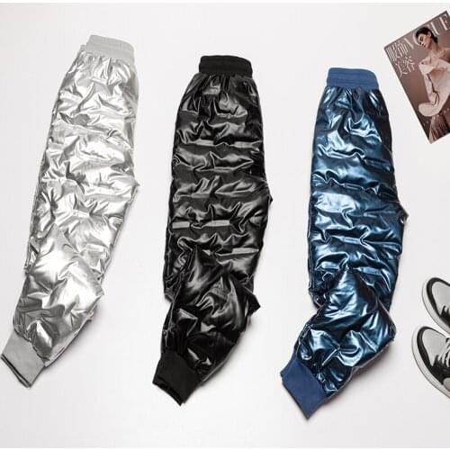 Spring Autumn Winter 2021 New Women Pants Waterproof Glossy Female Warm Down Cotton Trousers Casual Sweatpants