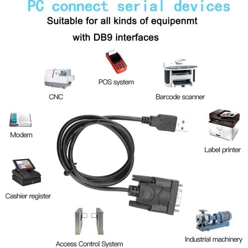 New USB RS232 to DB 9-Pin Male Cable Adapter Converter Supports Win 7 8 10 Pro System Supports various serial devices
