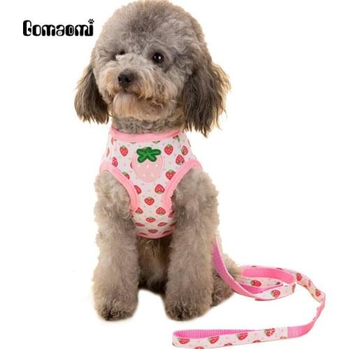 Gomaomi Sweet Strawberry Pet Dog Collar Lesds Harness Cat Accessory Puppy Clothes