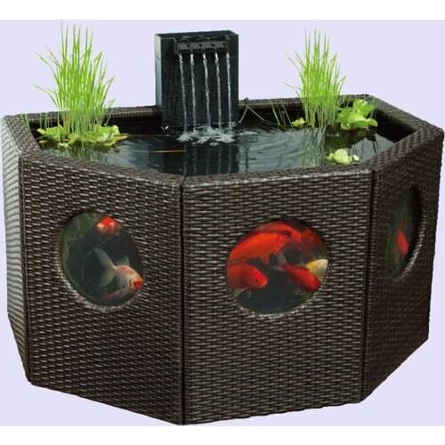 Patio Pond Lily Tub Octagon/Half Moon Rattan Wickerwork Panel Window Garden Water Feature Koi Oversize fish tank or Hydroponics