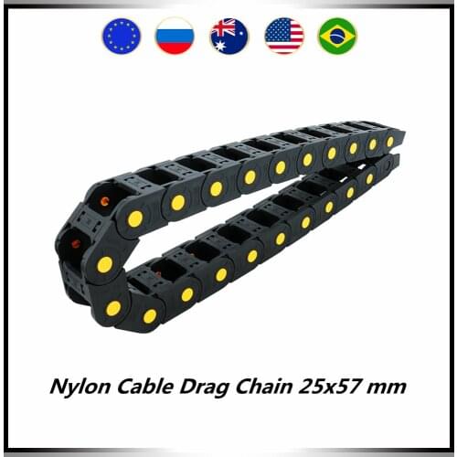 25x57 mm 25*57 mm Nylon Mochine Towline Plastic Cable Chain Drag Chain Slient Bridge L 1m for CNC router