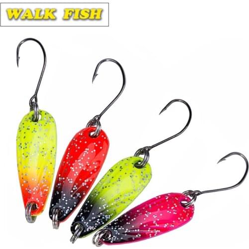 Walk Fish 4Pcs/Lot 2.8cm 2.5g Metal Spinner Spoon Fishing Lure Hard Baits Sequins Noise Paillette with VMC Hook Tackle HH012