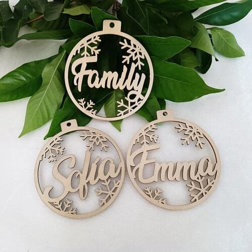 Christmas Custom Gadgets Personalized Name Decorations Laser Cutting Christmas Ball Decoration With Name Custom Gift Tags