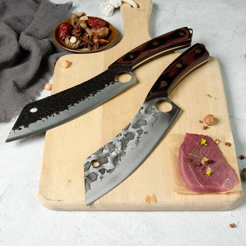 Chef Fish Fillet Knife Meat Slicing Vegetable 8 Inch Full Tang Hole Narrow Blade Non-stick Pattern Wooden Handle Xyj Knives