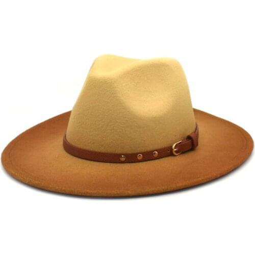 Women Men Woolen Vintage Trilby Felt Fedora Hat With Wide Brim Gentleman Elegant Gradient Color For Lady Winter Autumn Jazz Caps