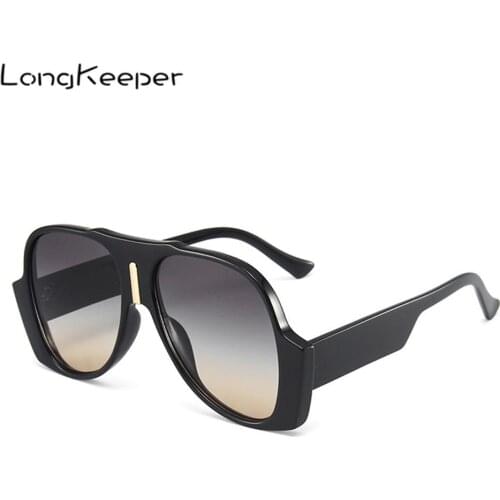 LongKeeper Retro Oversized Sunglasses Men Women New Vintage Shades Eyewear Luxury Brand Big Frame Sun Glasses UV400 Oculos