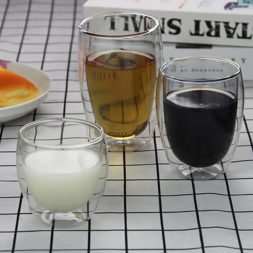 250ml Double wall glass drop resistant cup Now European style water cup insulated coffee mug with lid transparent milk cup set