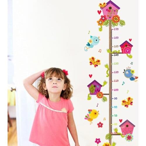 Wall Sticker Cartoon Branch Birdcage Measuring Height Decoration for Home Kindergarten 2019ing