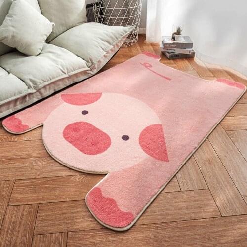 Pig Carpet for Living Room Cute Cartoon Animal Bedroom Rugs Anti Slip Bedside Kids Room Floor Mat Water Absorbent Bath Mat Hom
