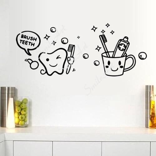 Funny teeth Vinyl Kitchen Wall Stickers Wallpaper Kids Room Nature Decor Wall Stickers Waterproof Wallpaper