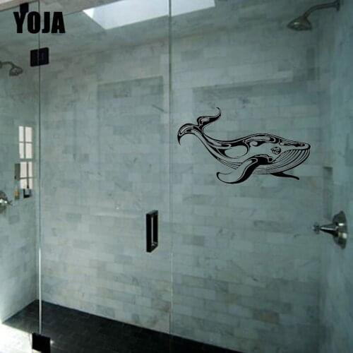 YOJA 15x26.9CM Funny Blue Whale Home Wall Sticker Decorated Bathroom Shower Decals G2-0521