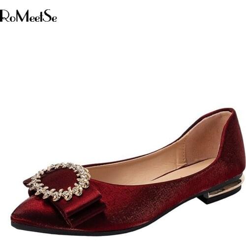 Spring Autumn Women Shoes Pointed Toe Boat Shoes Velvet Flats Metal Loafers Crystal Ladies Shoes Comfortable Female Shoes 8142G