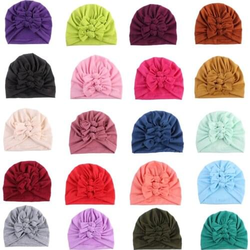 1pcs Solid Cotton Big Bow Hat Baby Kids Headbands Soft Comfortable Cat Turban Children Hair Accessories