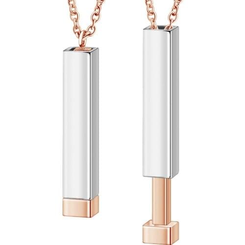 10pcs/Lot Stainless Steel Blank Bar Hidden Pendant Necklaces for Women Men Fashion Jewelry lover Valentines Gifts Wholesale