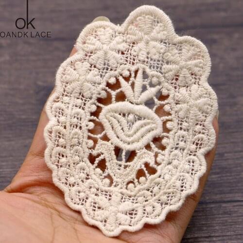 3 pcs Soluble Beige Lace Appliques DIY Wedding Craft Clothing Skirts Decorative lace patch