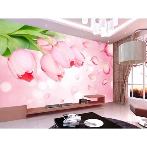 Custom photo 3d wallpaper Romantic tulip background wall living room Home decor 3d wall murals wallpaper for walls 3 d