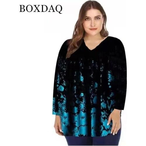 4XL 5XL Oversized Women Blouse 2021 Autumn New Fashion Female Plus Size Tops Long Sleeve Print Casual Shirt Loose Tee Streetwear
