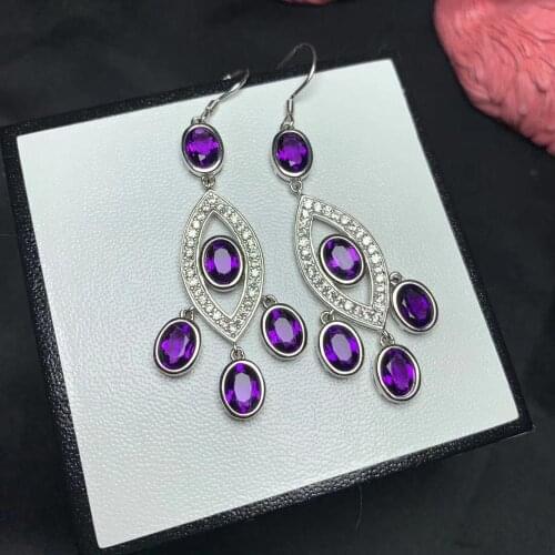 Amethyst Earring Natural And Real 925 Sterling Silver Amethyst Earring Engagement Best Gift