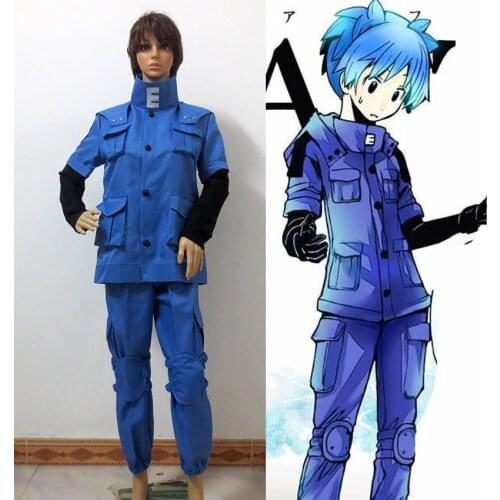 Free Shipping Assassination Classroom Nagisa Shiota Blue fighting clothes Cosplay Costume
