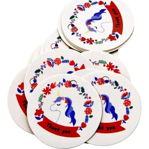 50pcs Paper Gift Tags Mermaid Party Alpaca Llama Horseshoe Thank You Kraft Hang Tags Wedding Paper Cards Handmade Paper Labels