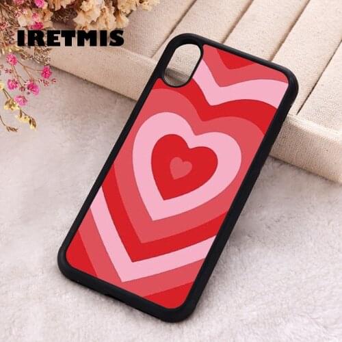 Iretmis 5 5S SE Phone Cover Case for iPhone 6 6S 7 8 Plus X Xs XR 11 12 Mini Pro Max Rubber Silicone Red Pink Layered Hearts