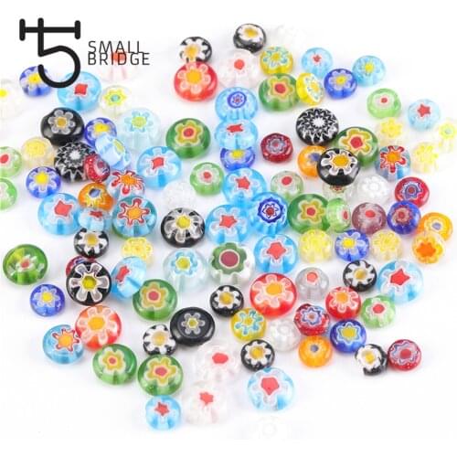 6 8 10mm Colorful Handmade Glass Lampwork Beads Material For Jewelry Diy Crafts Perles Flat Round Spacer Beads Wholesale Q602