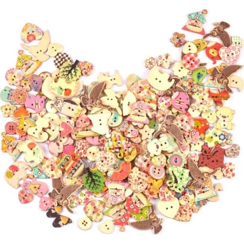 25pcs Mixed Painting Retro Wooden Buttons For Crafts Scrapbooking Sewing Clothes DIY Kid Apparel Supplies