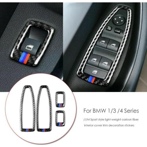 For BMW F48 X1 2016-18 Car Interior Carbon Fiber Window Lifter Switch Cover Trim